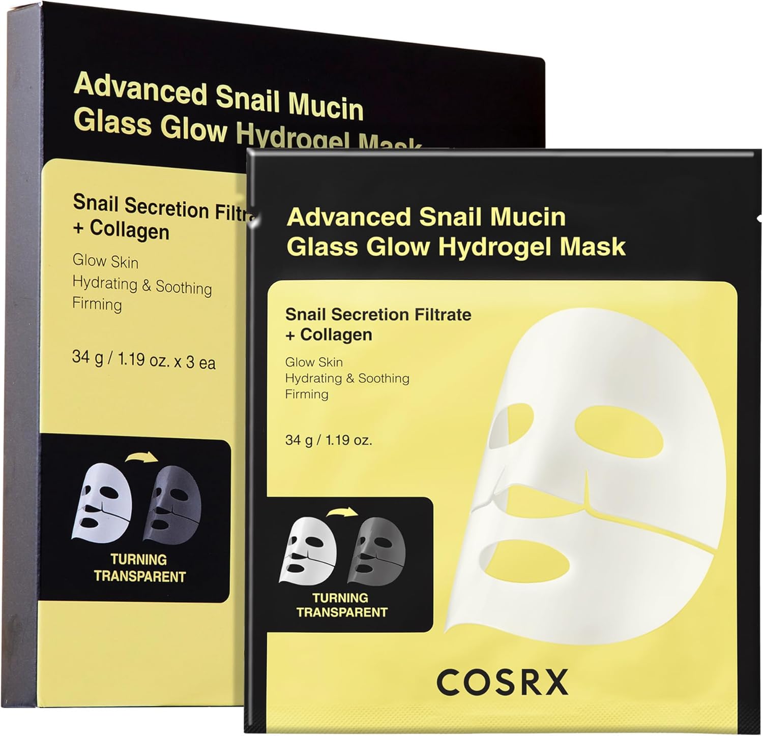 Advanced Snail Mucin Glass Glow Hydrogel Mask  Vendor: Cosrx *3 patches