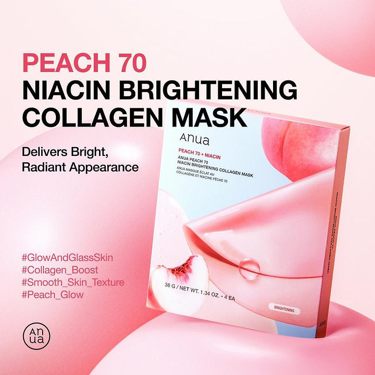 ANUA Peach 70 Niacin Brightening Collagen Face Pack (4 Sheets)