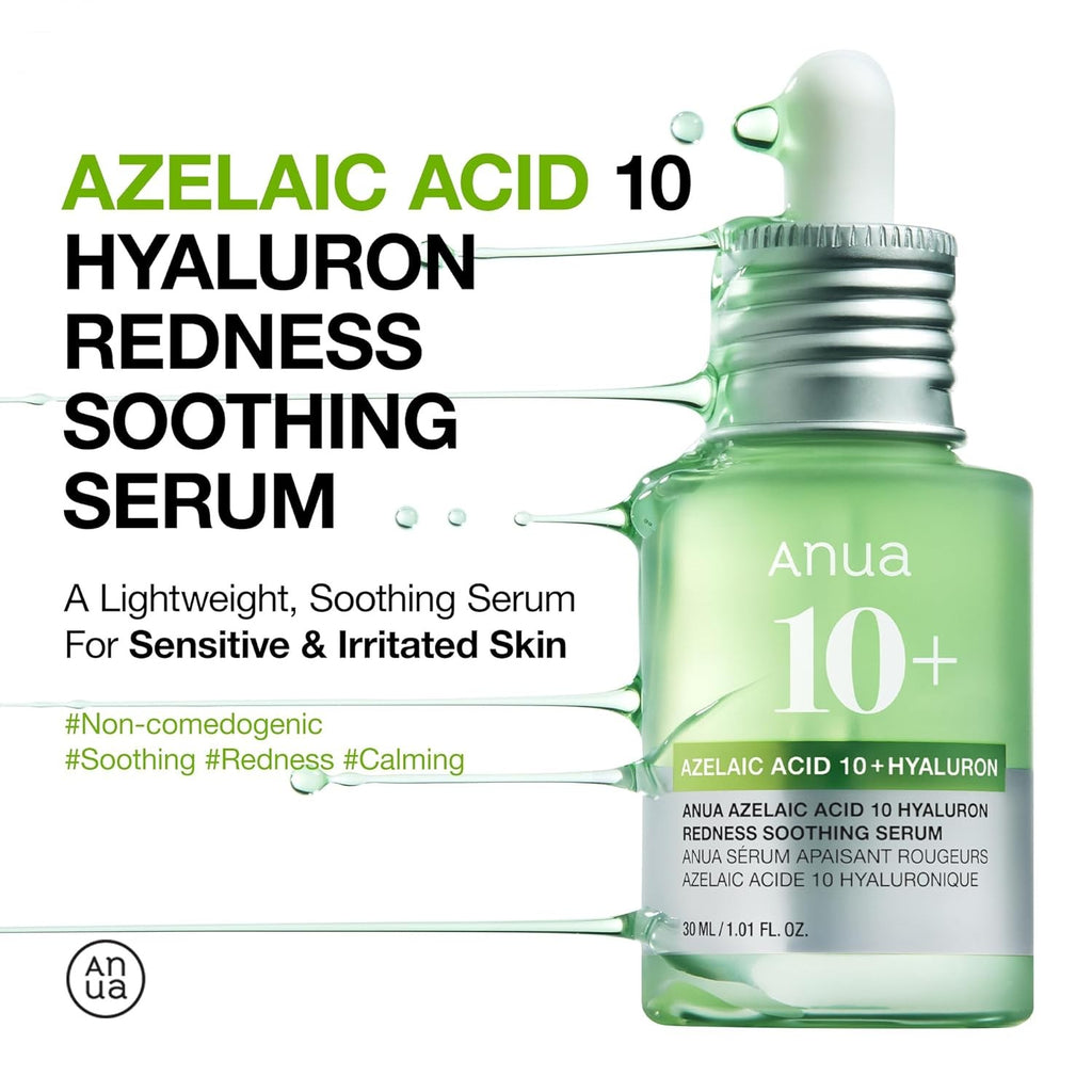 ANUA Azelaic Acid 10 Hyaluron Redness Soothing Serum, Facial Serum for Sensitive Skin